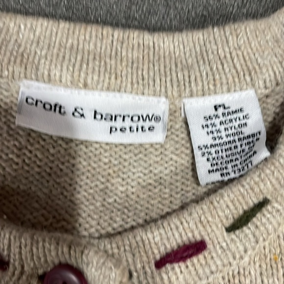 Croft & Barrow Snowman Hearts Snowflakes Christmas Sweater Beige Button‎ PL - Picture 7 of 16